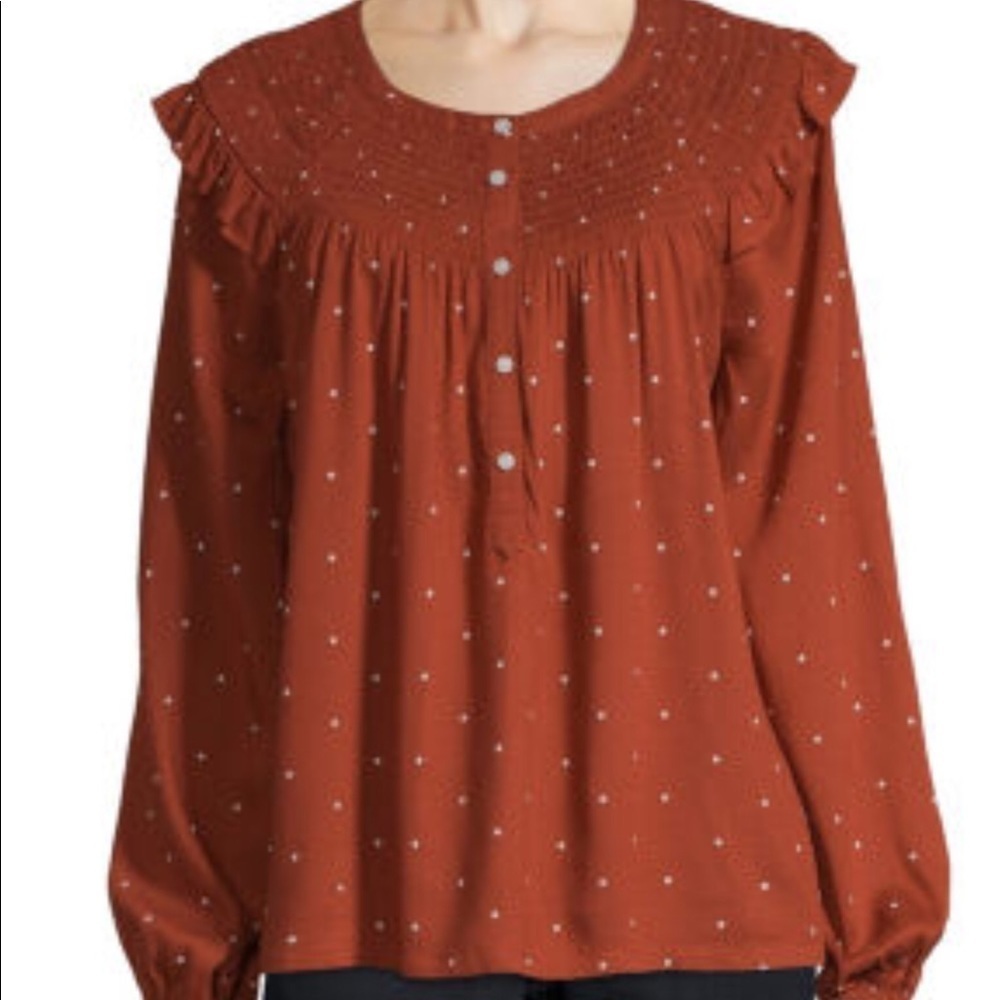 a.n.a Woman’s smocked Neck Long Sleeve Top